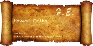 Hevesi Erika névjegykártya
